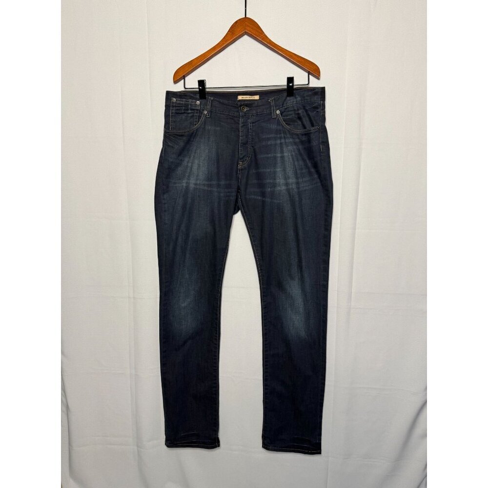 John Varvatos USA Dark Denim Straight Leg Button Front Bowery Jeans Size 36 X 35